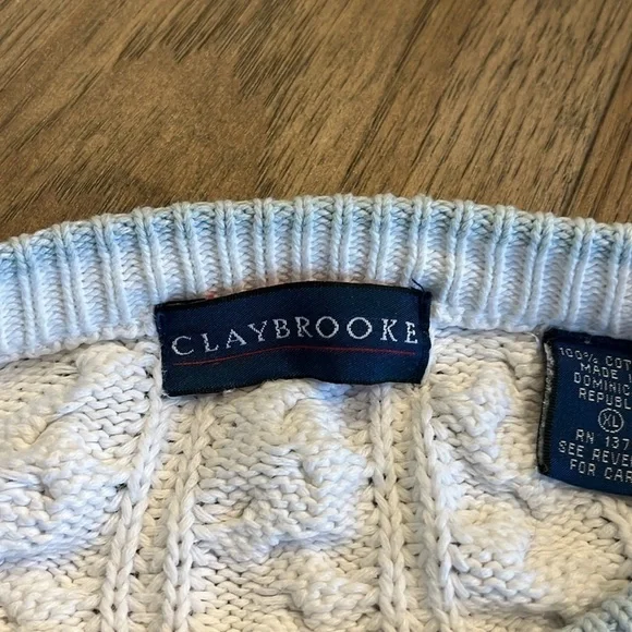 CLAYBROOKE 3D print vintage 90s cable knit cotton knit sweater, size XL - Picture 4 of 6